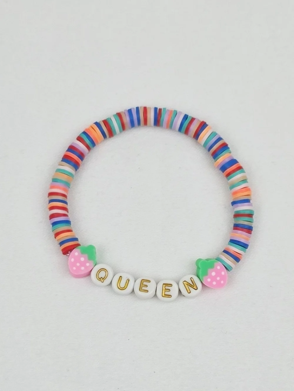 Handmade Clay Bead Multi Color Queen Strawberry  Bracelet
